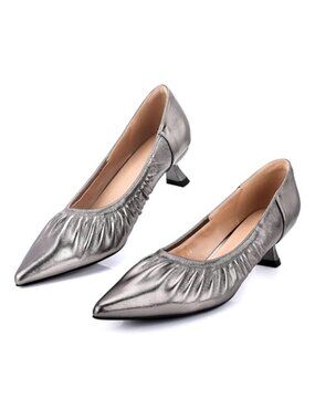 Kitten Heel Pumps Wide Feet Pointed Toe Slip On Comfortable Party Shoes
